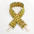 Detail of colorful jacquard leopard print bag strap with adjustable gold-tone buckles - Gold Buckle / No.3 Yellow Green