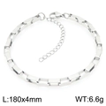 Bracciale a catena a scatola rettangolare argento in acciaio inossidabile 180x4mm - Bracciale a Catena Box Argentata (KB203734-Z)