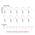 Silver earring accessory set with 10 pairs of ear hooks and jump rings for DIY crafts - Earring Hook Accessories [10 Sets] / Silver