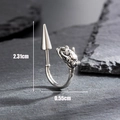 Vintage dragon head spike hoop earring in oxidized steel with dimensions 2.31cm and 0.55cm - Dragon Head (S374)