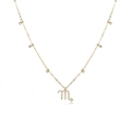 Scorpio zodiac pendant necklace in gold-plated stainless steel with zircon crystals - Scorpio