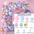 126pcs balloon arch kit in macabre pink, blue and metallic gold with confetti balloons - Blue Pink Set 01