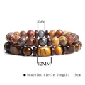 Tiger eye and wood bead bracelet set with 8mm round and 12mm rectangle stones - Tiger Eye Combination Style (FD2145)