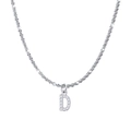 Sparkling silver stainless steel necklace featuring a crystal-encrusted letter D pendant - Letter D / Steel