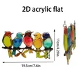 2D acrylic suncatcher featuring five colorful birds in stained glass style for wall decor - Five Birds on Branch-OPP Bag
