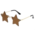 Sternförmige randlose Sonnenbrille mit braunen Gläsern und schlanken Goldmetallbügeln - Goldener Rahmen Tee Gläser