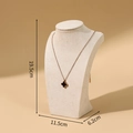 Rose gold necklace with black clover pendant on a professional mannequin display - H-Type 20cm Beige