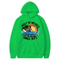 Neon green Gulf of Mexico beach hoodie with vintage truck and palm tree print - Fruit Green