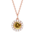 Rose gold necklace with a round yellow gemstone surrounded by white zircons - Golden Yellow 【Rose Gold】