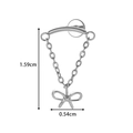 Silver G23 titanium bowknot chain ear stud with dimensions 1.59cm by 0.54cm - Bow / Silver