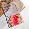 Orange sponge dual-head eyeshadow brushes with red handles in a clear plastic storage box - 6.5cm Pink Handle Skin White Sponge - 25 Pcs Box
