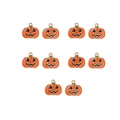 Set of 10 orange enamel pumpkin charms with black face details for DIY jewelry making - 2#-Pumpkin Smile Face