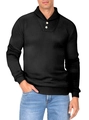 Felpa polo da uomo in maglia waffle nera con colletto classico e bottoni doppi - S / Nero