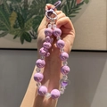 Handmade purple acrylic beaded phone strap with cute rabbit and heart-shaped charms - Purple Rabbit Pendant