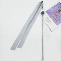 Chic grey cat wand toy featuring a plush ball, bell, pearls, and long organza ribbons - Grey Fairy Streamer