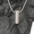 Minimalist silver cylindrical pendant on a sleek snake chain in a punk Y2K style - Stainless Steel Minimalist Cylindrical Pendant Necklace (K-314)