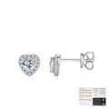 Pendientes de plata S925 con Moissanita en forma de corazón y certificado GRA oficial - Estilo Corazón de Plata de Ley S925