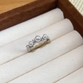 Detailed view of silver ring with five white pearls and sparkling zircon stones - Silver Pearl Curved Style (1# Ring-Silver)
