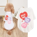 Detail view showing breathable mesh fabric and heart prints on a white dog t-shirt - XS / White Heart
