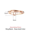 S925 silver rose gold ring setting with 4-prong mount for 3x5mm stones and adjustable band - Stone Size 3*5mm / Rose Gold