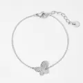 Bracelet papillon en acier inoxydable argenté avec pavé de zircons sur chaîne fine - Style Papillon Unique avec Pavé de Zircon (PD519) / Argenté