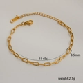 18K gold-plated titanium steel bracelet featuring a 3.5mm oval link chain with lobster clasp - C-1-2 Flat Oval Link Chain