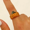 Detail of an orange Christmas bell ring featuring green leaves and red berries - Christmas Bell Style (WG-0694)