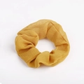 Iridescent yellow organza scrunchie hair tie with laser mermaid finish for women - Yellow Solid Gauze