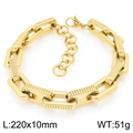 Pulsera ajustable para hombre de acero inoxidable dorado con eslabones de patrón de engranaje - Dorado