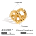 Dettaglio anello a cuore dorato in acciaio inossidabile con specifiche di misura - Stile Nodo a Cuore (JDR0305015-7)