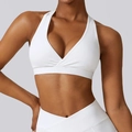 Ensemble brassière de sport blanche extensible et short taille haute de yoga - S / Hauts / Blanc Cygne