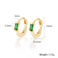 S925 sterling silver gold hoop earrings featuring emerald green zircon stones - Green