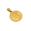 Golden zodiac pendant with Capricorn ram embossed pattern in polished titanium steel - Pisces - Single Pendant
