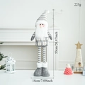 Detail of retractable Christmas plush doll with gray plaid fabric and white beard décor - Gray Telescopic Elderly