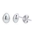 Polished silver bean teardrop stud earrings with a minimalist egg-shaped metal finish - Steel