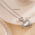 Silver 18K gold plated necklace with double heart pendants on elegant ceramic tray - Double Heart (957)