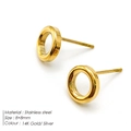 Pendientes de botón geométricos circulares 8x8mm en acero inoxidable bañado en oro 14K - Círculo Pulido (YE14989)