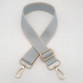 Adjustable light blue woven shoulder strap with beige edges and gold-tone metal hooks - Light Blue with Beige Edge / Silver Hardware