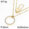 Vergoldete Edelstahlkette mit funkelndem, eisgekühltem runden Pavé-Anhänger für Damen - Runder Strass Stil (KN299613-GC) / Gold