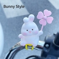 Cute rabbit dashboard ornament with a pink pinwheel and yellow clip mount for cars - 2354B Rabbit Windmill (with Strap)