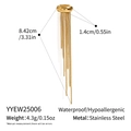 Détail d'une boucle d'oreille à pampilles en acier avec dimensions de 8,42 cm - Style Longues Franges Doré (YYEW25006)