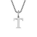Modern silver stainless steel box chain necklace featuring a capital letter T pendant - Letter T-Steel