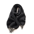 Classic black double-sided scarf with elegant tassel ends and soft cashmere-like texture - No.28 Black Rice