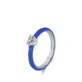 S925 Sterlingsilber Herzring mit himmelblauer Emaille und funkelndem Zirkonia Stein - US Größe 9 / Blau (RHR1599)
