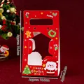 Set of 10 red Christmas gift bags with Santa cartoons and transparent windows - Single Cake Handheld Box Christmas Tree Santa 10 Sets