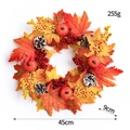 Autumn harvest wreath with pumpkins and pinecones, 45cm diameter decorative fall garland - Halloween Wreath Style L