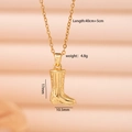 Collana con ciondolo a stivale dorato stile hip hop in acciaio inossidabile per look punk - Stivali da Cowboy Vintage Oro