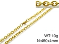 18k gold plated stainless steel oval link chain necklace 450mm x 4mm weighing 10g - 4mm / 45cm