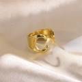 Minimalist gold letter C open ring with a polished mirror finish on satin fabric - Letter C / Gold
