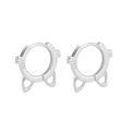 Orecchini a cerchio minimalisti in argento S925 con graziose orecchie da gatto - Cerchio con Orecchie di Gatto Argento / Argento